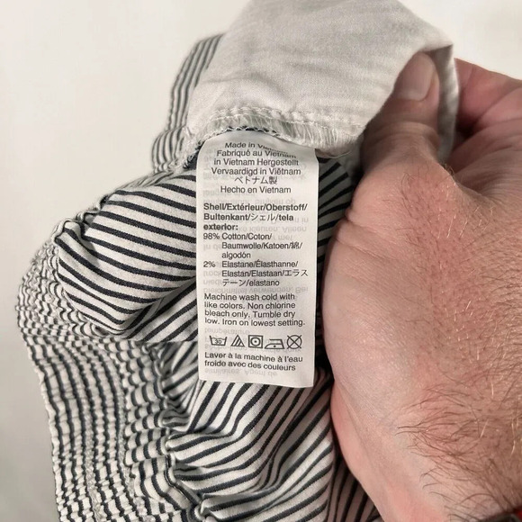 J. Crew Shorts Womens 4 White Blue Striped Chino Tie Stretchy Waist Cotton Blend - Picture 7 of 7